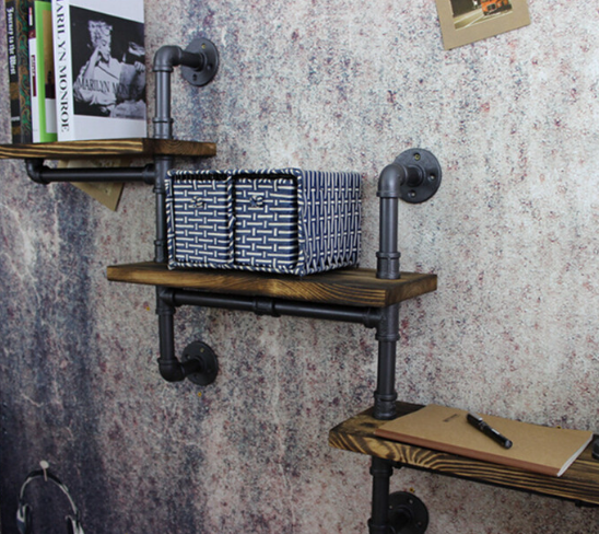 Industrial Pipe Shelf Bracket Set